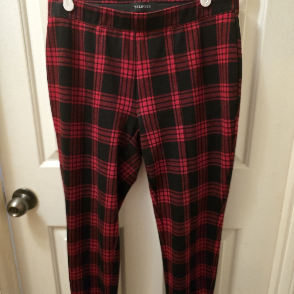 Talbots Red and Black Checkered Trousers